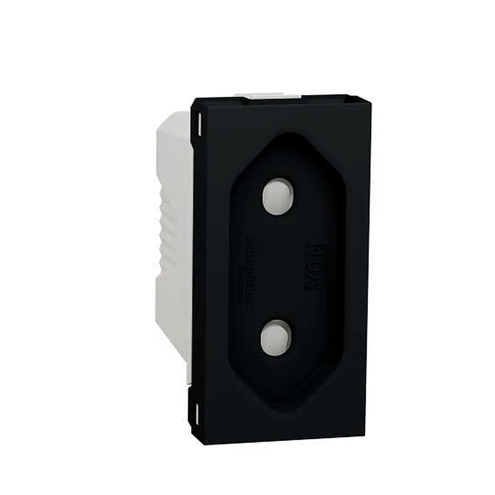 Розетка без з/к з шторк. 16А гвинт заж, 1 мод. антрацит, Unica New, NU303154, Schneider Electric