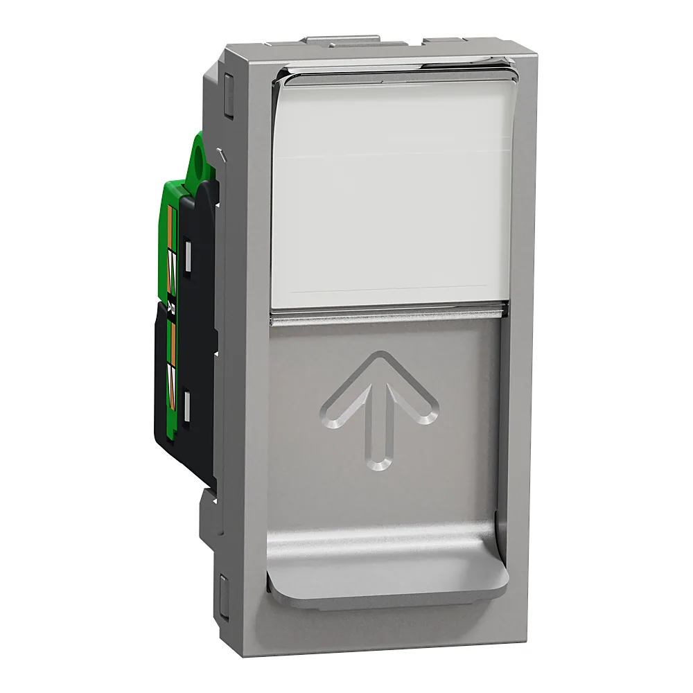Комп'ютерна розетка RJ45 одинарна категорія 6 UTP 1 модуль алюміній Unica New Schneider Electric NU341430