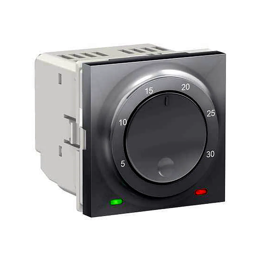 Термостат кімнатний, вбуд.датчик 8А алюміній, Unica New, NU350130, Schneider Electric