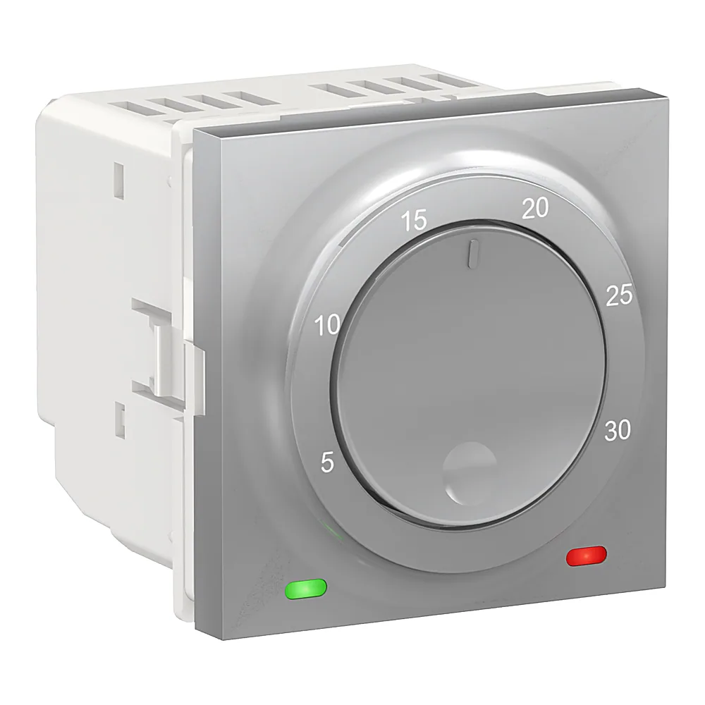 Термостат кімнатний вбудований датчик 8 А алюміній Unica New Schneider Electric NU350130