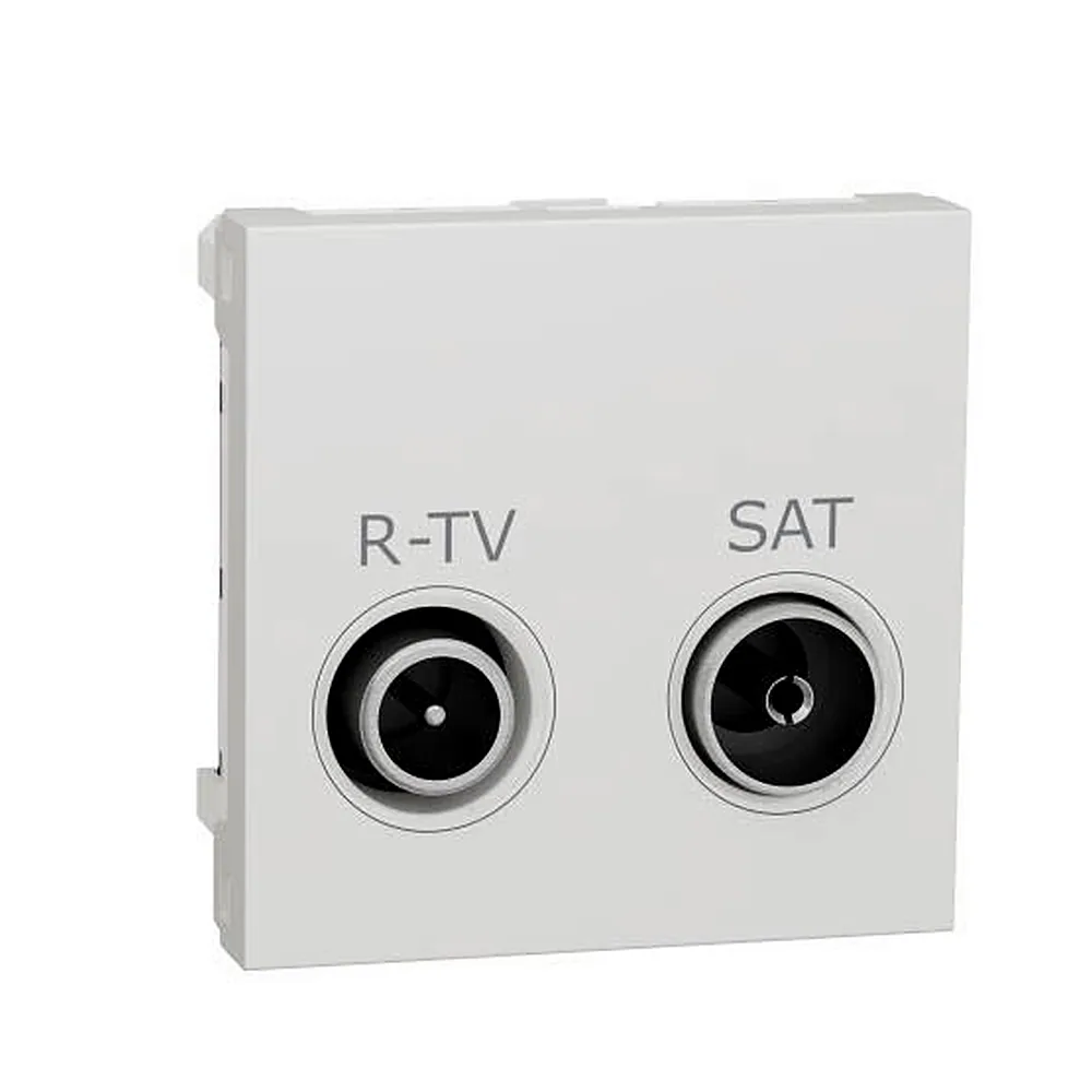 Розетка R-TV SAT прохід, 2 мод білий, Unica New, NU345618, Schneider Electric