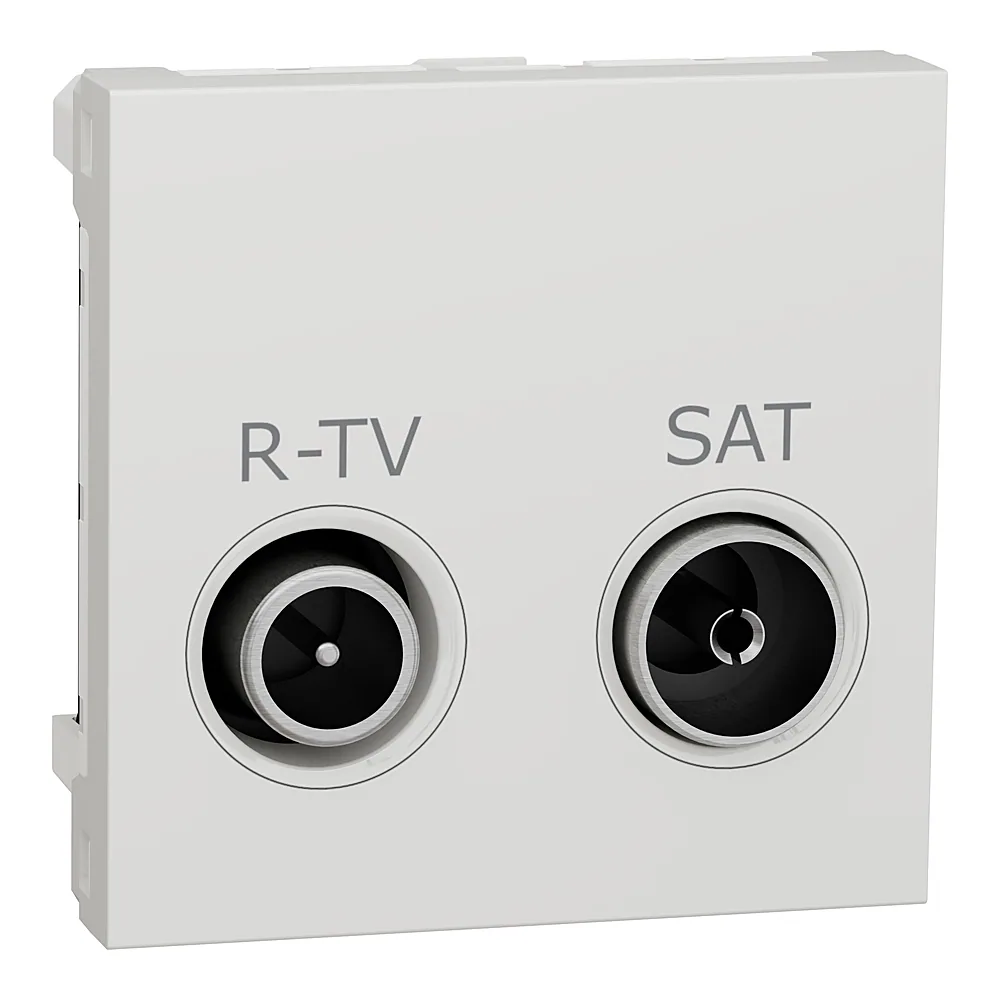 Розетка R-TV SAT прохідна 2 модулі біла Unica New Schneider Electric NU345618