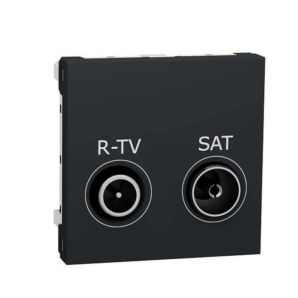 Розетка R-TV SAT кінц, 2 мод антрацит, Unica New, NU345554, Schneider Electric