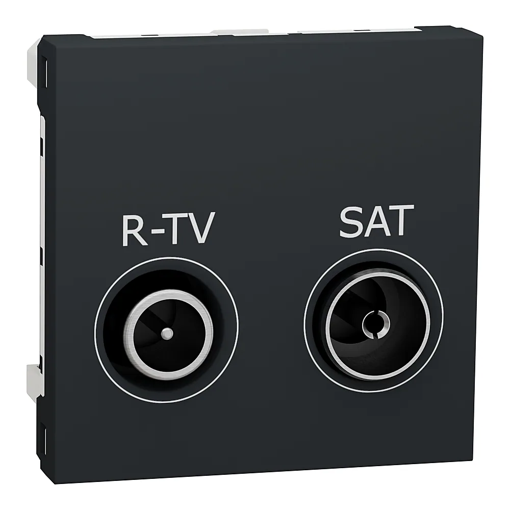 Розетка R-TV SAT кінцева 2 модулі антрацит Unica New Schneider Electric NU345554