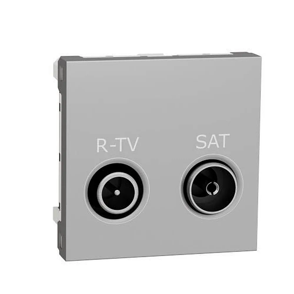 Розетка R-TV SAT один, 2 мод алюміній, Unica New, NU345430, Schneider Electric