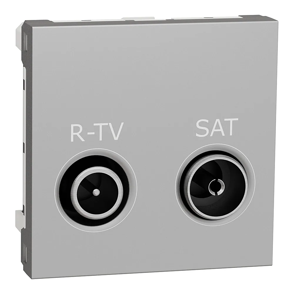 Розетка R-TV SAT одинарна 2 модулі алюміній Unica New Schneider Electric NU345430