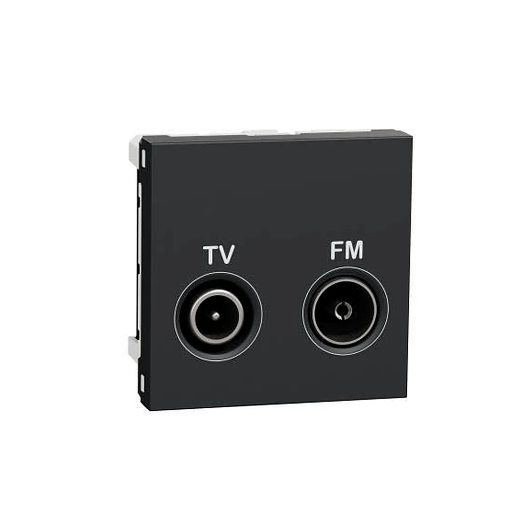 Розетка TV R кінц, 2 мод антрацит, Unica New, NU345254, Schneider Electric