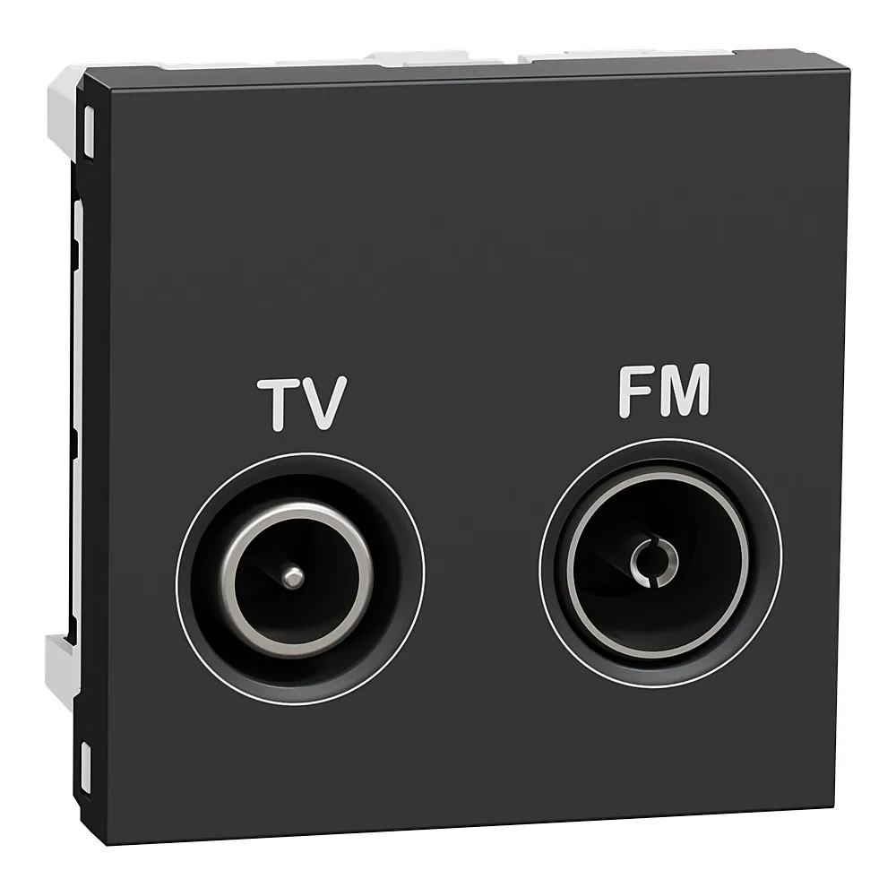 Розетка TV R кінцева 2 модулі антрацит Unica New Schneider Electric NU345254