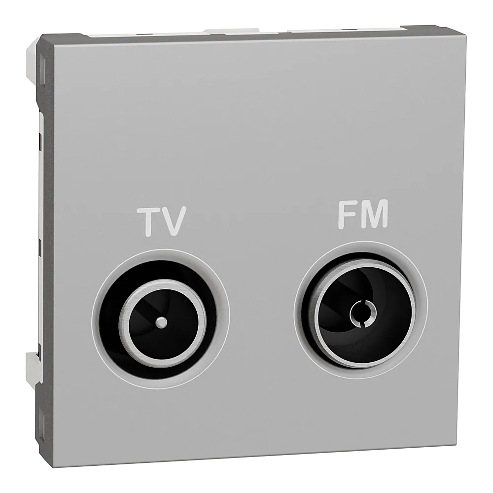 Розетка TV R кінцева 2 модулі алюміній Unica New Schneider Electric NU345230