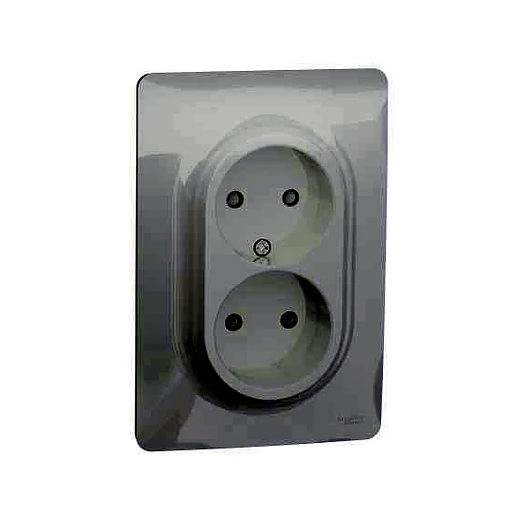 Розетка подвійна без зк з шторк. гвинт. заж., білий, Unica New, NU206318, Schneider Electric