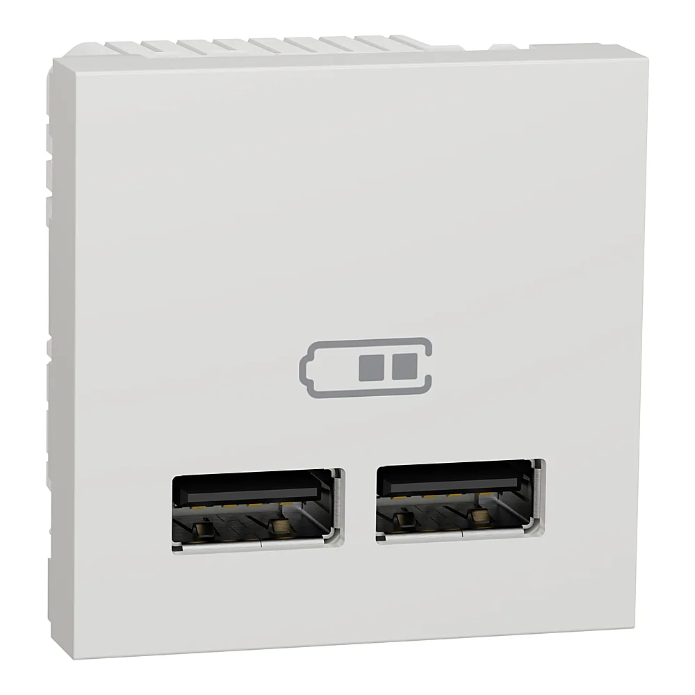 Розетка USB подвійна 2,1 А 2 модулі біла Unica New Schneider Electric NU341818