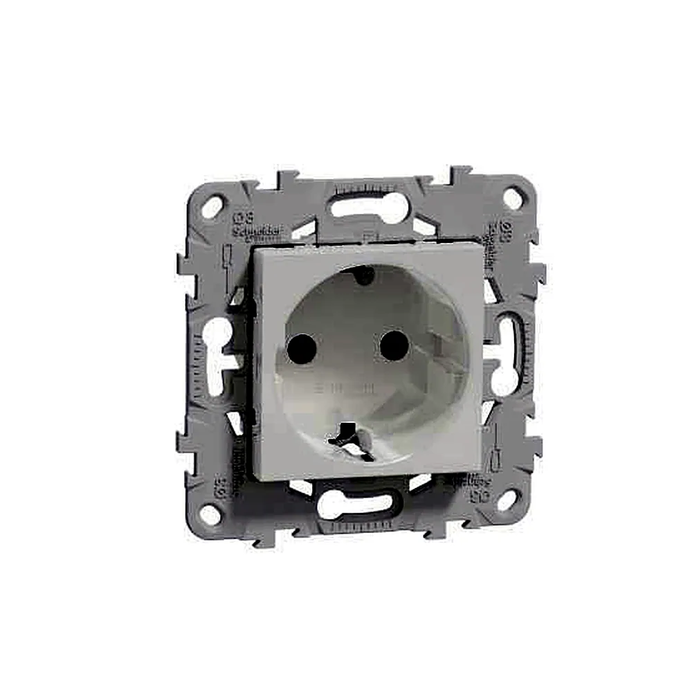Розетка з з/к без штор 16А гвинт зажим білий, Unica New, NU503618, Schneider Electric