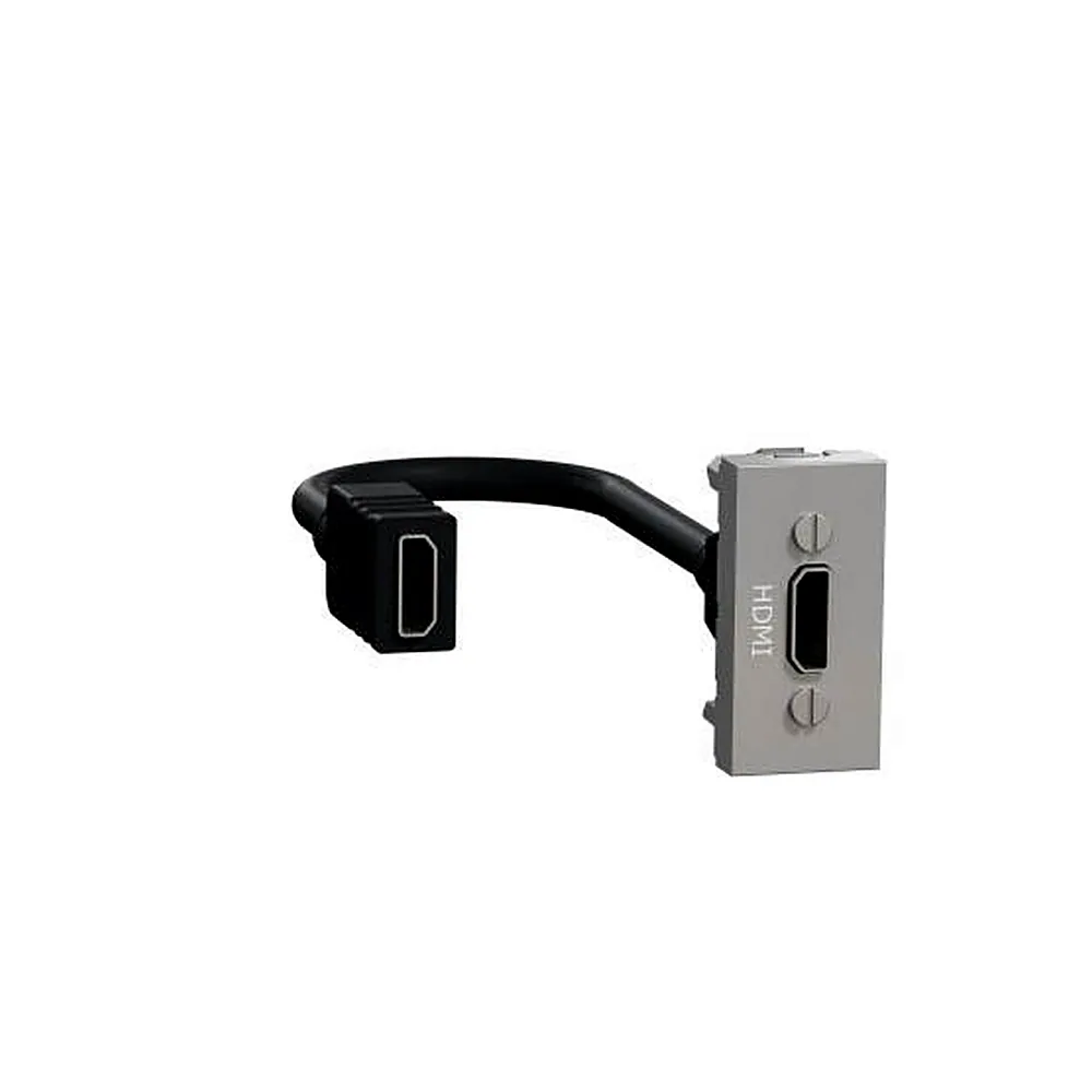 Розетка HDMI, 1 мод алюміній, Unica New, NU343030, Schneider Electric