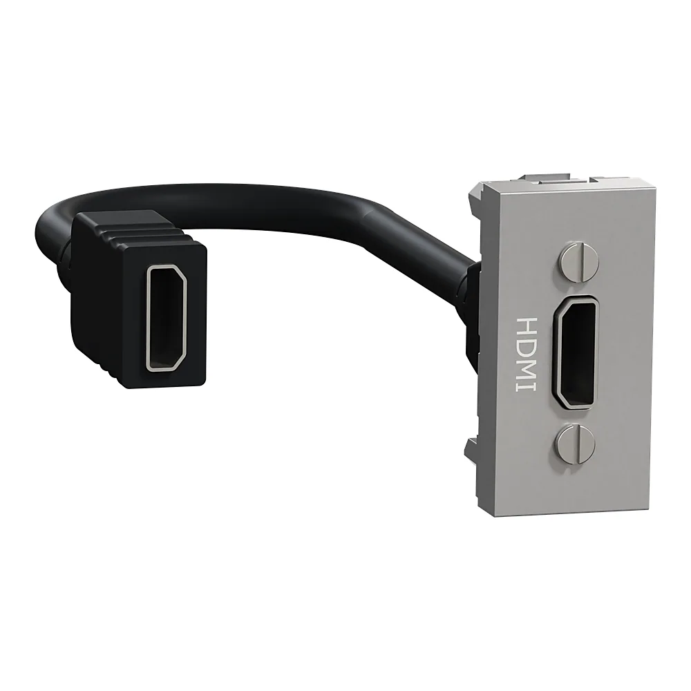 Розетка HDMI 1 модуль алюміній Unica New Schneider Electric NU343030
