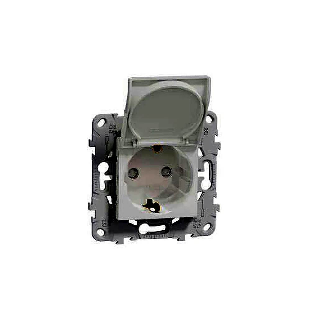 Розетка з з/к з шторк. з кришк. 16А гвинт зажим білий, Unica New, NU503718TA, Schneider Electric