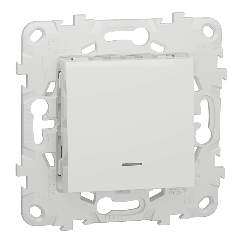 Вимикач 1-клавішний з підсвіткою схема 1а 10 А білий Unica New Schneider Electric NU520118N