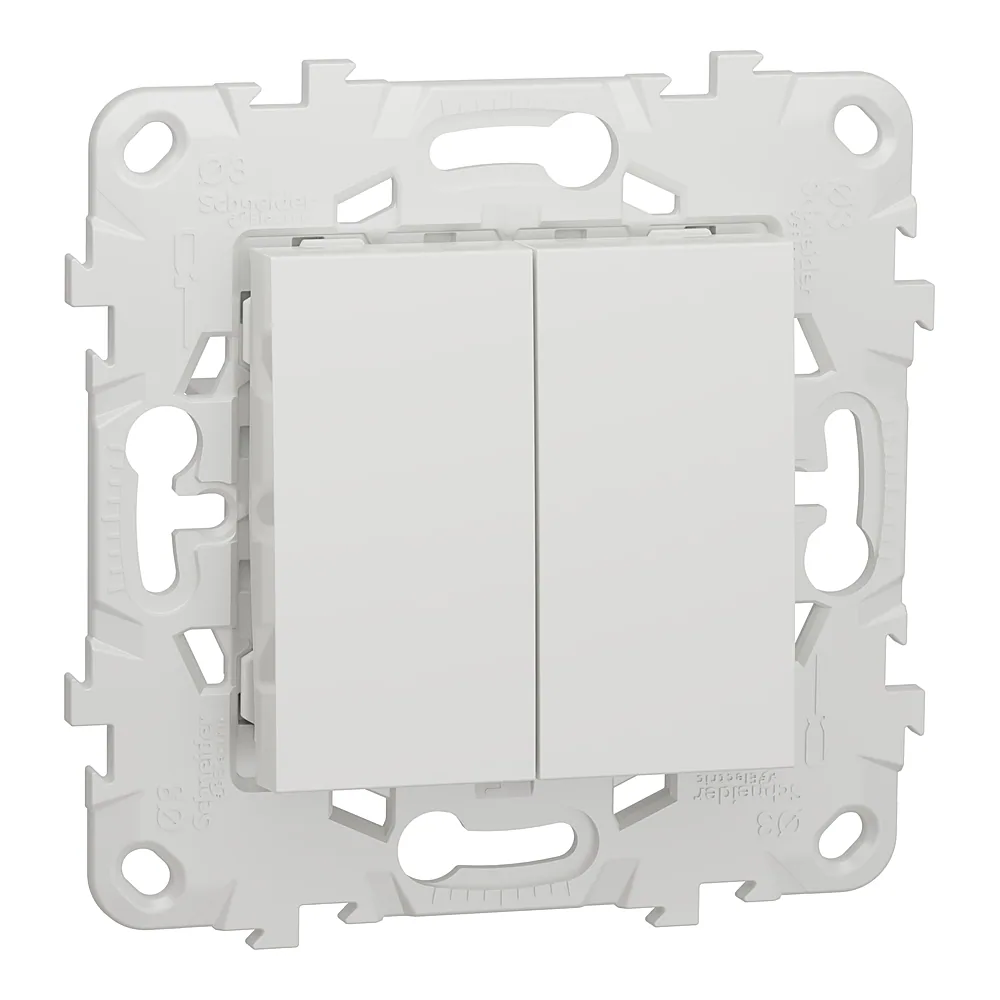 Вимикач 2-клавішний схема 5 10 А білий Unica New Schneider Electric NU521118