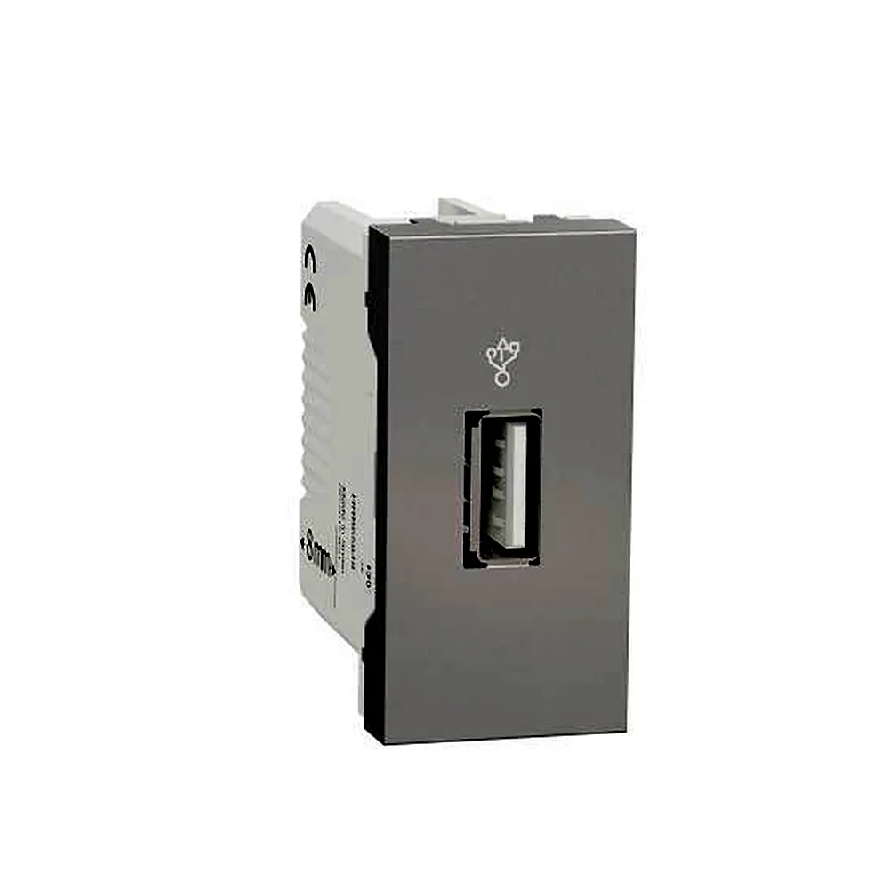 USB-коннектор 1 мод алюміній, Unica New, NU342930, Schneider Electric