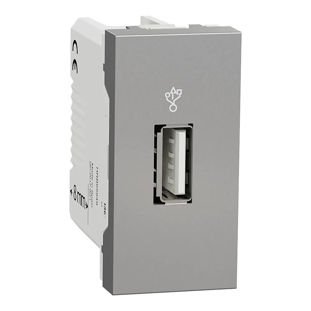 Конектор USB 1 модуль алюміній Unica New Schneider Electric NU342930