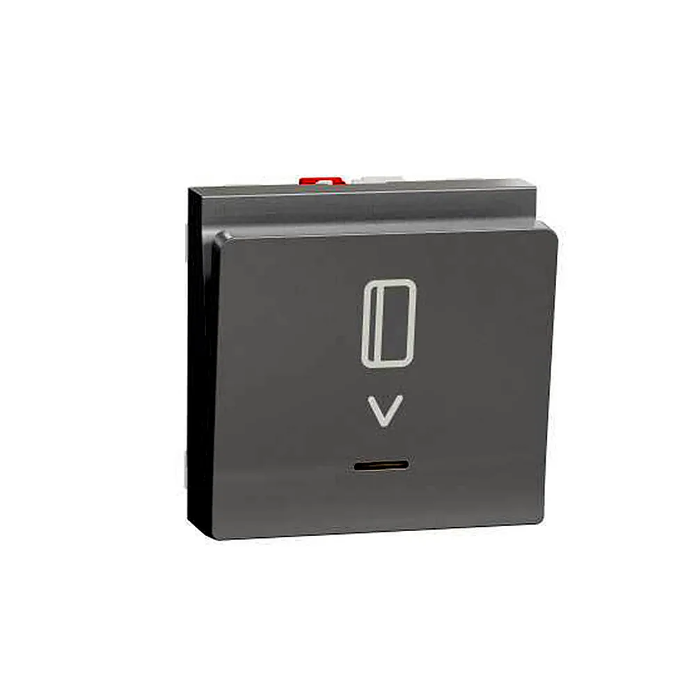 Вимикач карт., з підсв.10А, 2 мод алюміній, Unica New, NU328330, Schneider Electric
