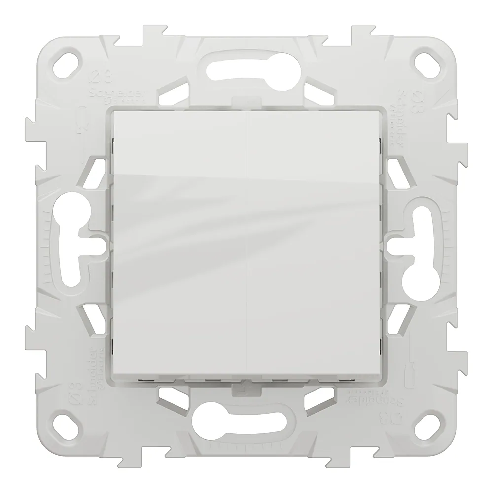 Перемикач 2-клавішний 2 x схема 6 10 А білий Unica New Schneider Electric NU521318