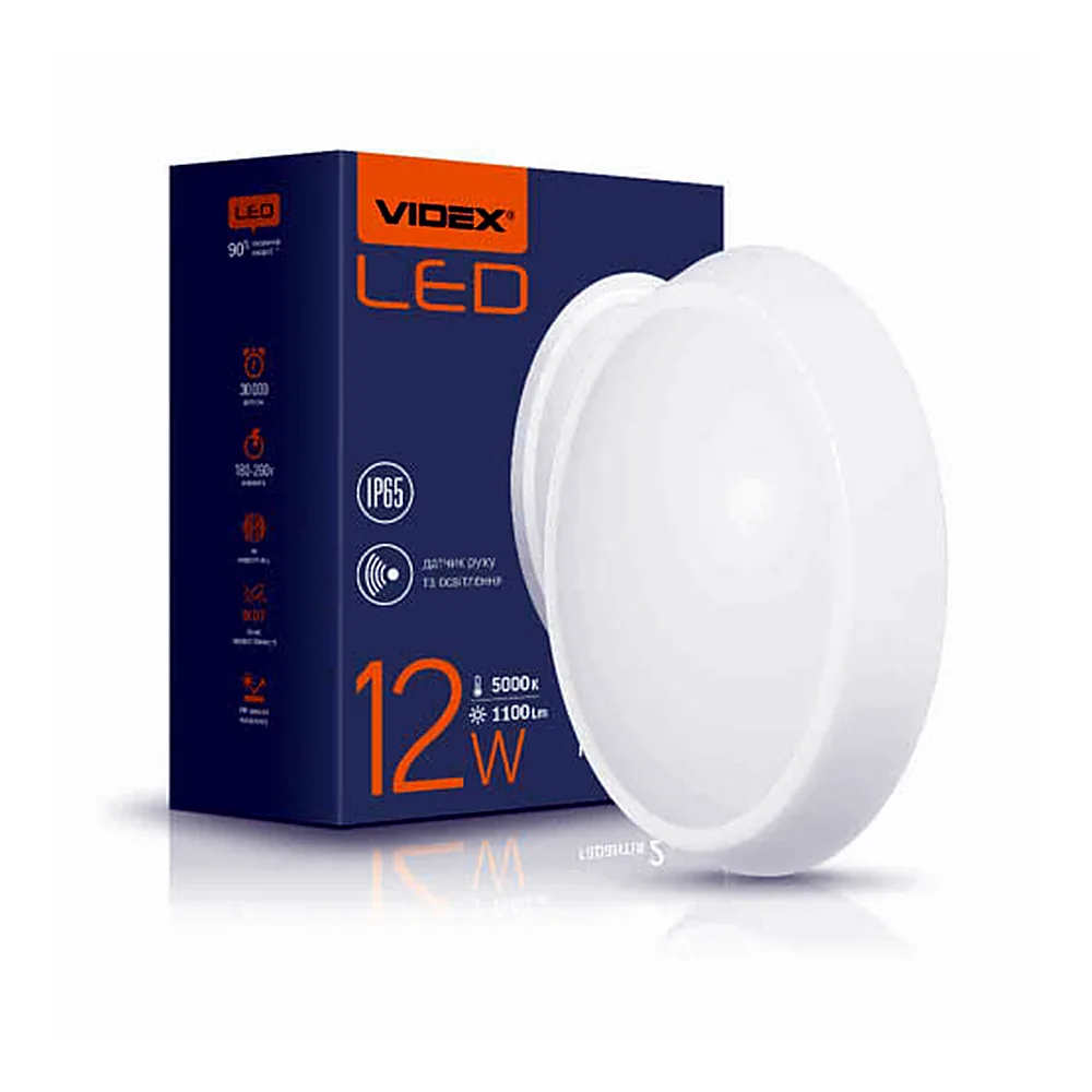 LED світильник (ЖКХ) овальний VIDEX 12W 5000K 220V  білий сенсорний (VL-BHO-125PW-S)
