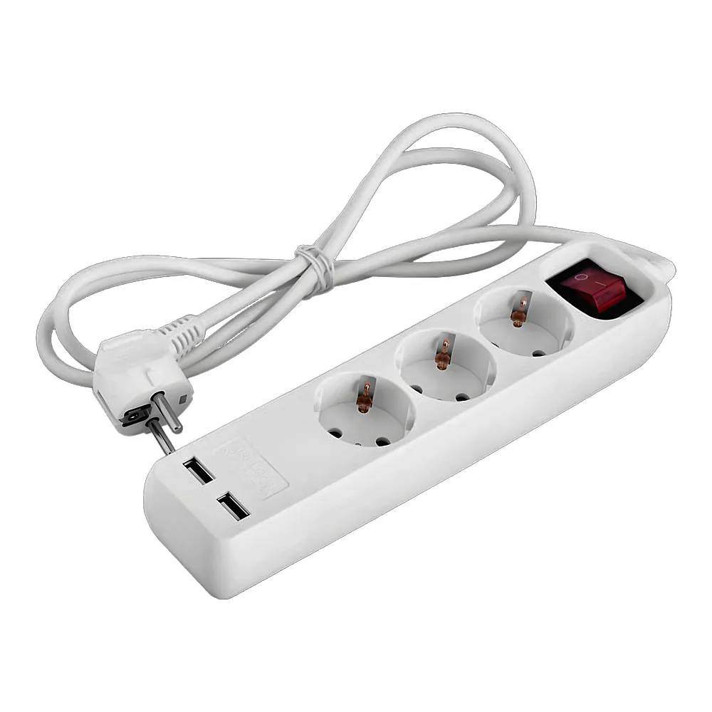Подовжувач e.es.3.1.5.z.s.b.2.usb 3 гнізда 1,5 м з заземленням з USB-зарядкою з вимикачем baby protect E.NEXT s042129