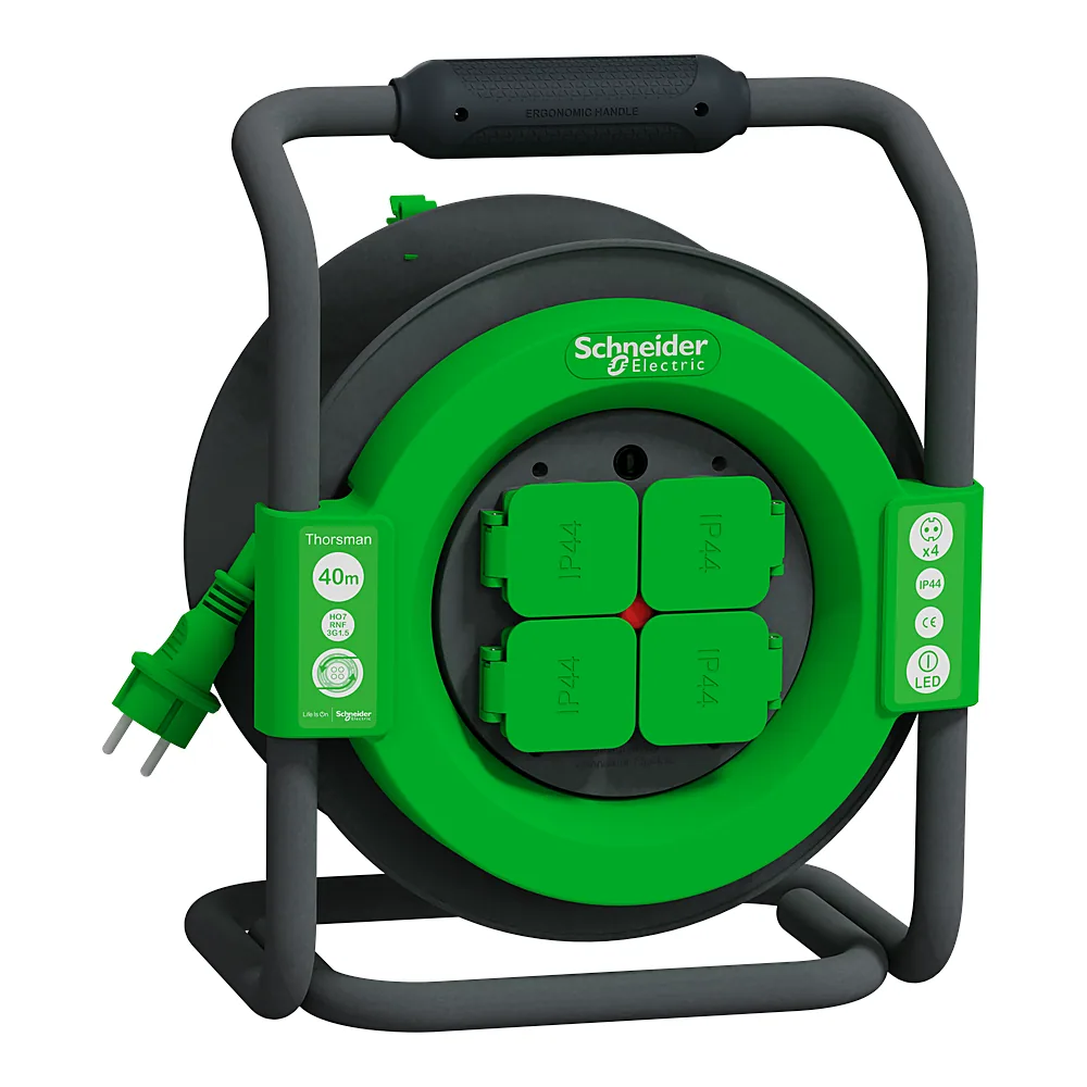 Подовжувач на котушці 4 розетка 40 м кабель 3х1,5 мм² IP44 Schneider Electric IMT33158