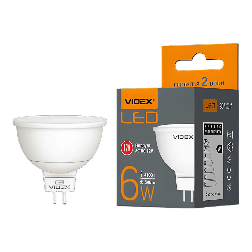 Світлодіодна лампа MR16e 12 В 6 Вт GU5.3 4100 K Videx VL-MR16e12V-06534