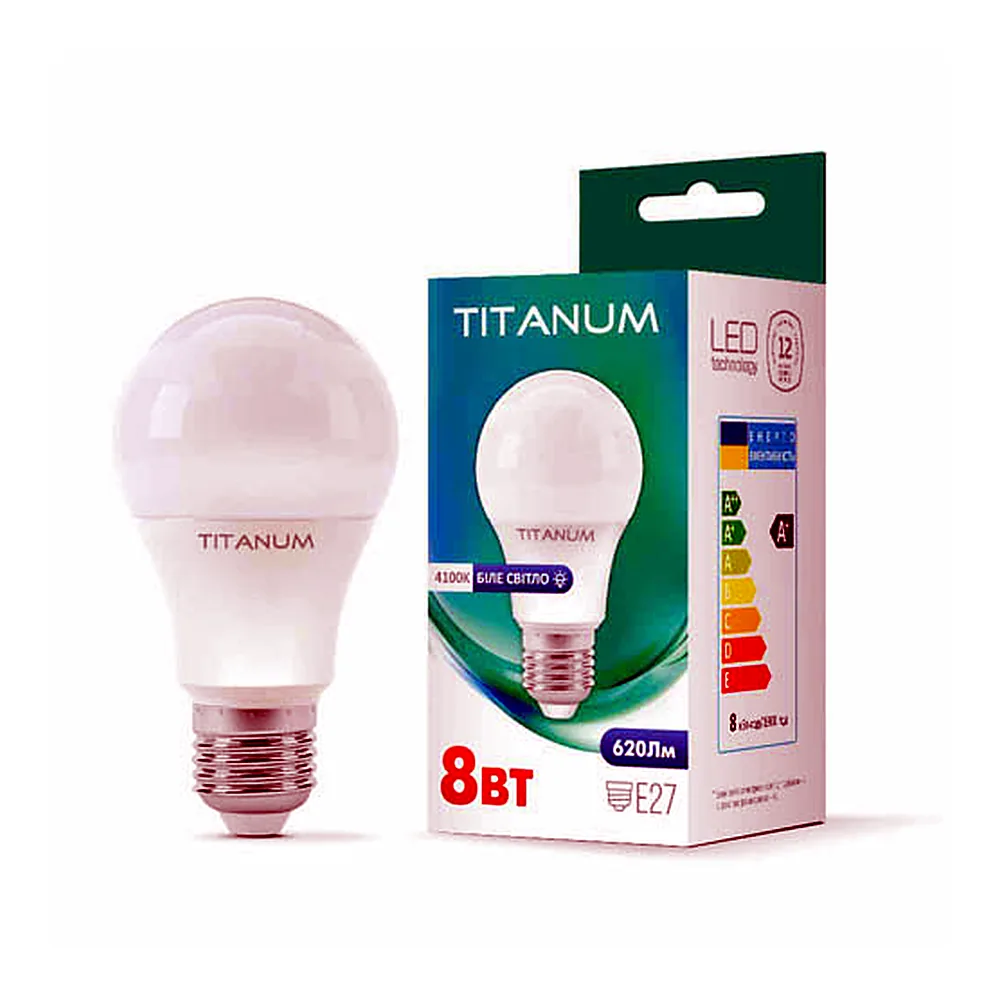 LED лампа TITANUM A60 8W E27 4100K 220V