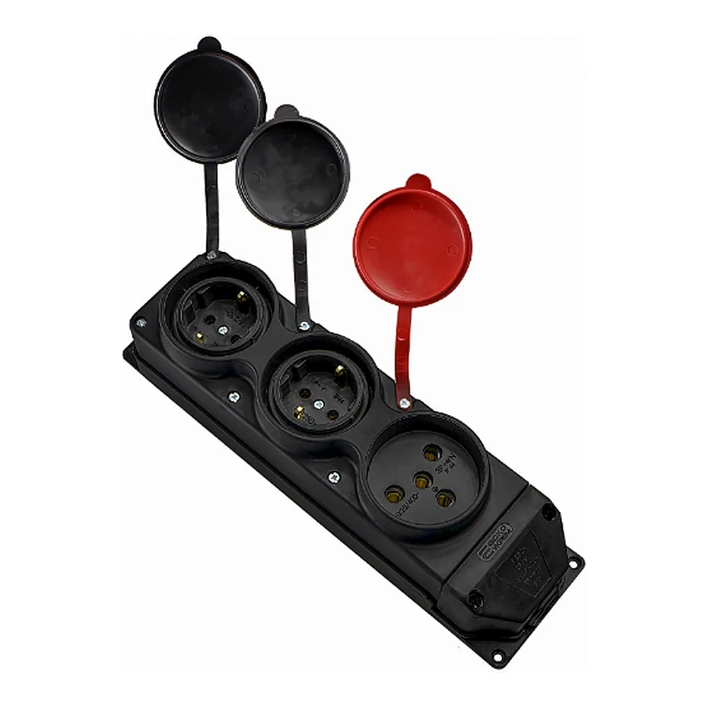 Колодка каучукова КК 3Р+РЕ 1?25А/2?16A*2P+PE, АсКо