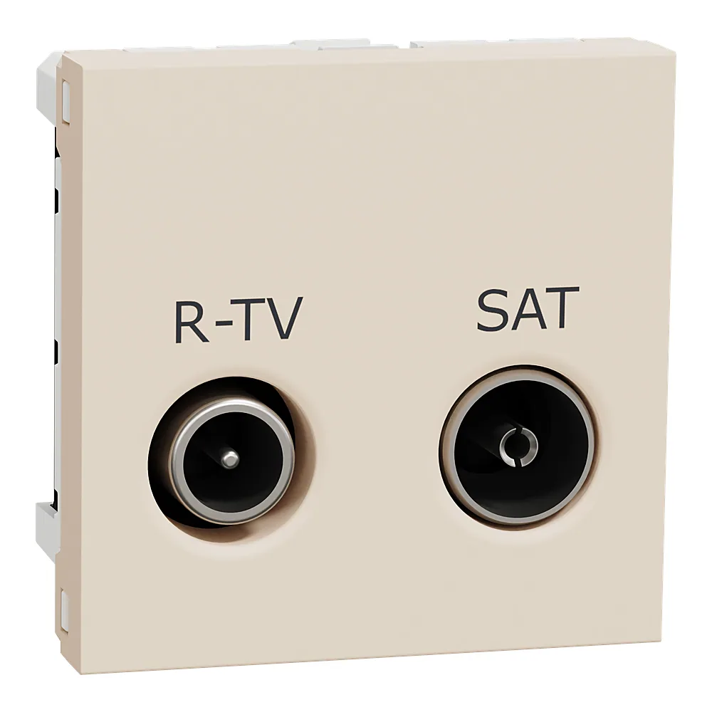 Розетка R-TV SAT одинарна 2 модулі бежева Unica New Schneider Electric NU345444