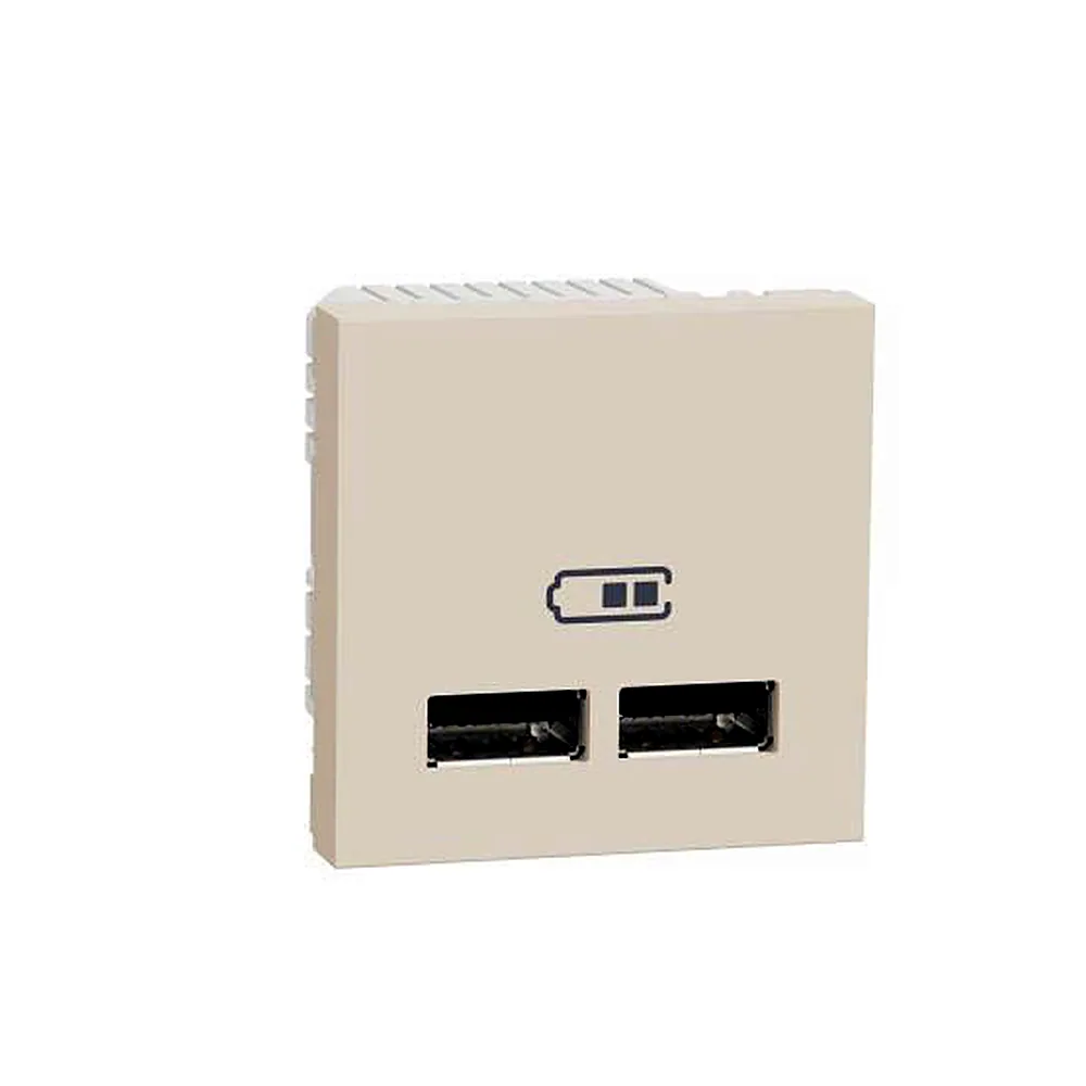 Розетка USB подв. 2.1А 2 мод беж, Unica New, NU341844, Schneider Electric