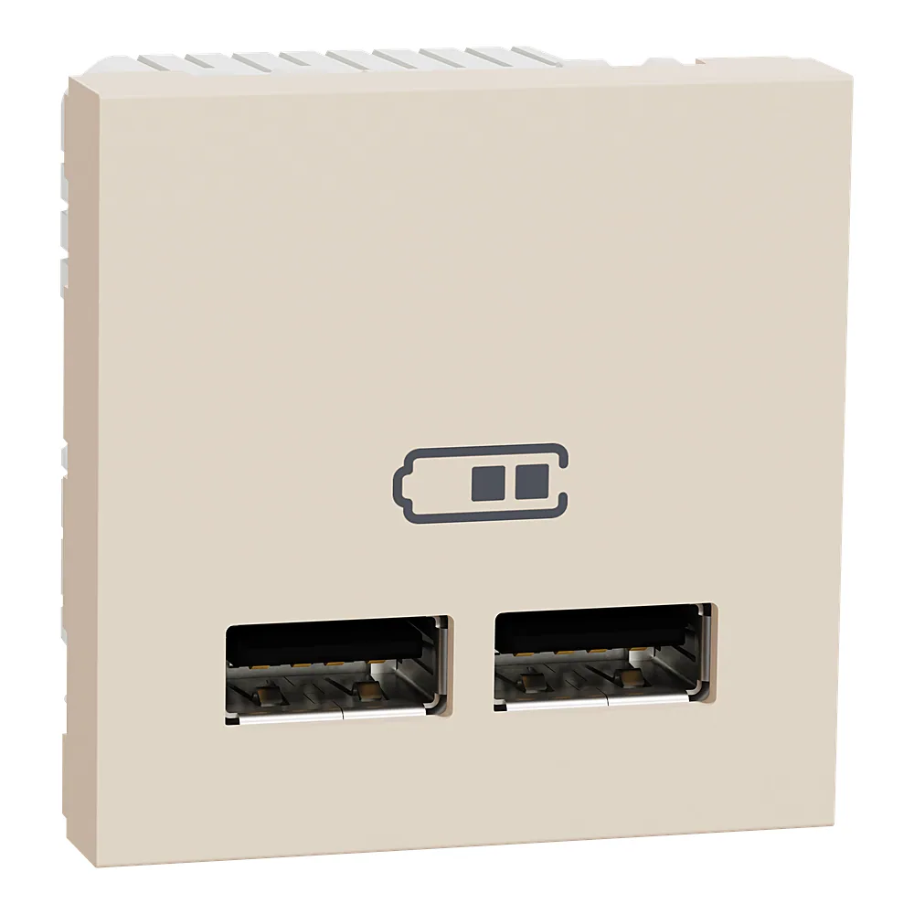 Розетка USB подвійна 2,1 А 2 модулі бежева Unica New Schneider Electric NU341844