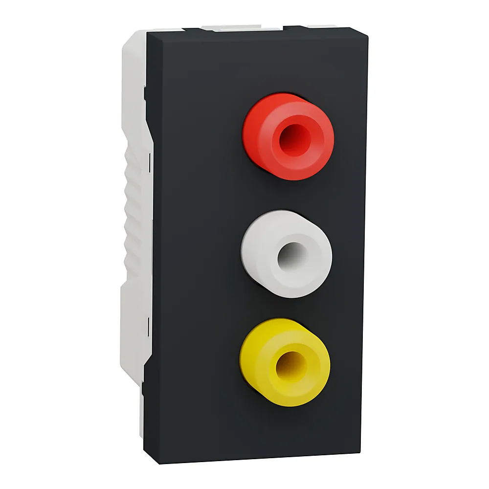 Розетка 3 RCA 1 модуль антрацит Unica New Schneider Electric NU343154