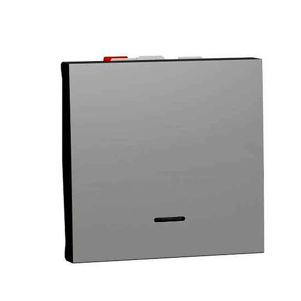 Перемикач 1-кл. сх.6 з підсв., 10А, 2 мод алюміній, Unica New, NU320330S, Schneider Electric