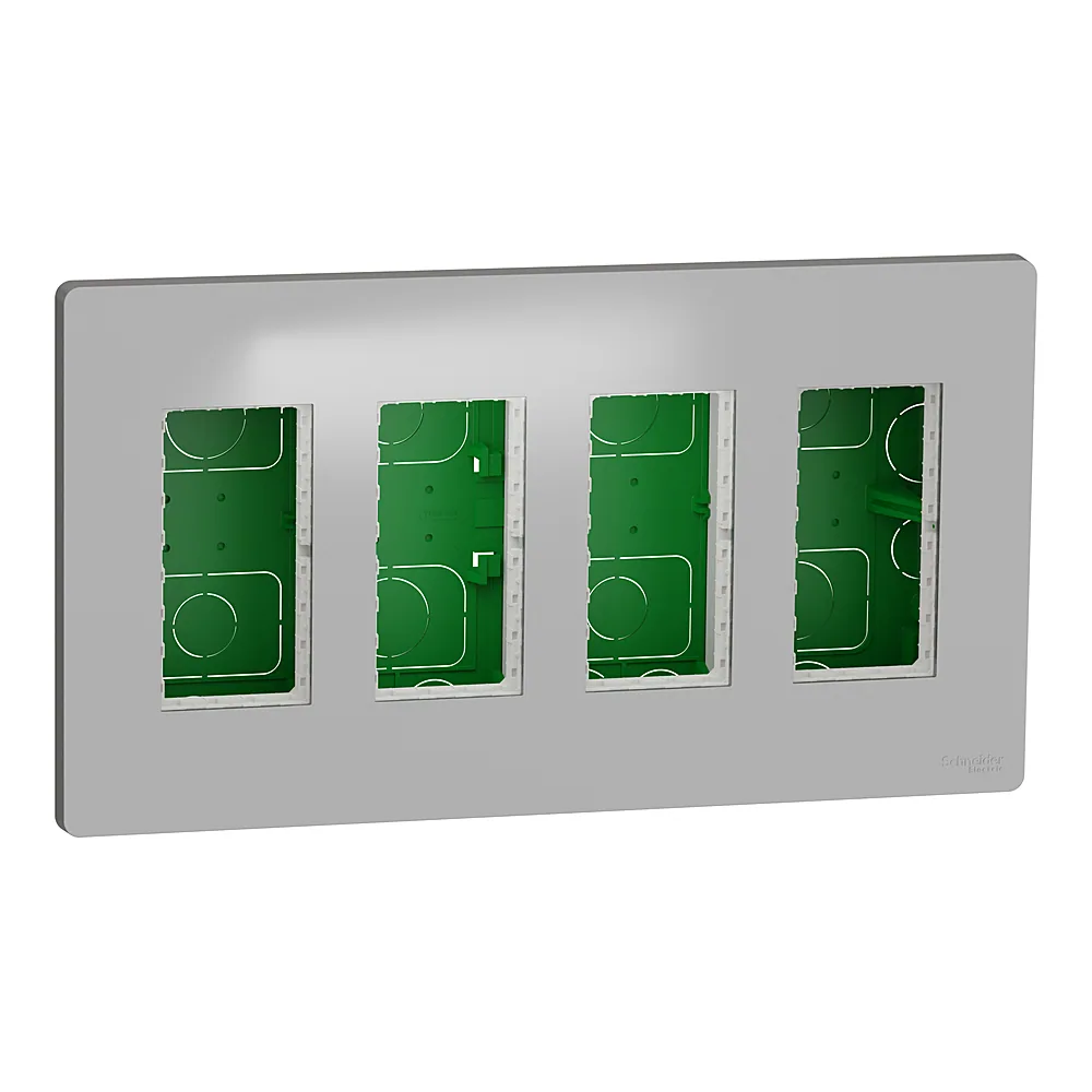 Блок Unica system+ прихованого встановлення 4х2 алюміній Unica New Schneider Electric NU174430