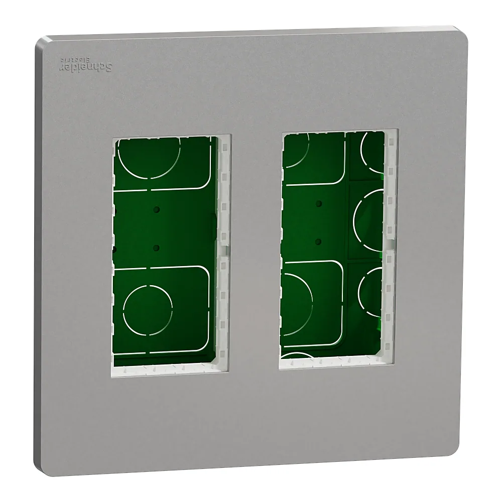 Блок Unica system+ прихованого встановлення 2х2 алюміній Unica New Schneider Electric NU172430