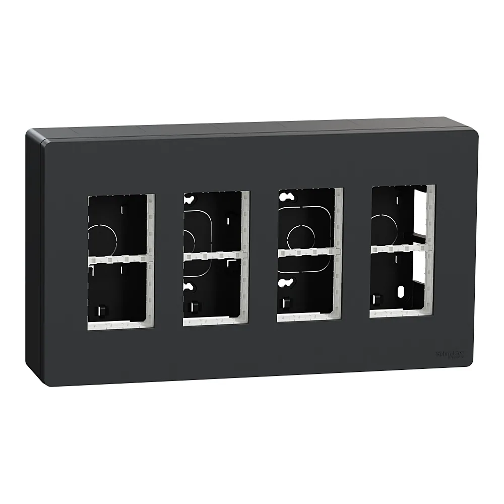 Блок Unica system+ відкритого встановлення 4х2 антрацит Unica New Schneider Electric NU124454