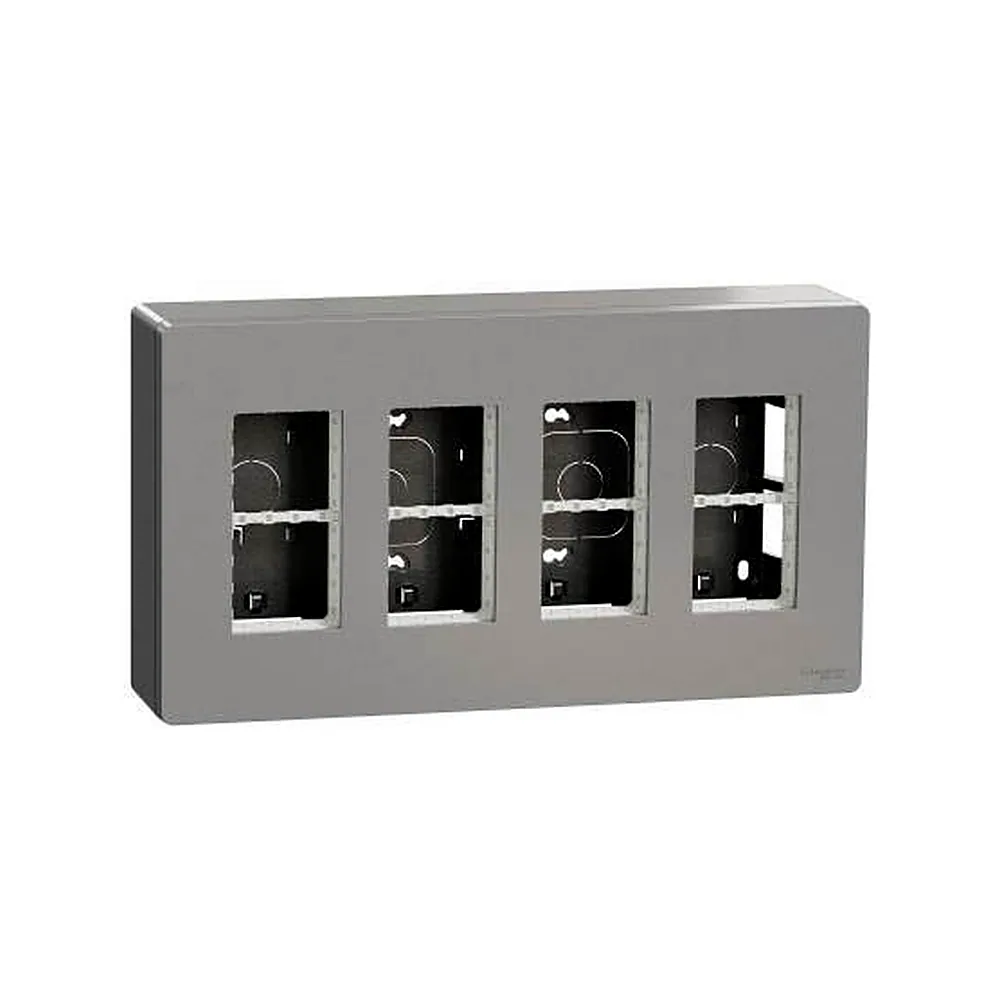 Блок unica system+ відкр.вст. 4х2 алюміній, Unica New, NU124430, Schneider Electric
