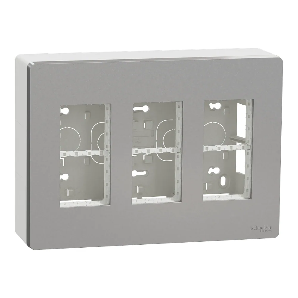 Блок Unica system+ відкритого встановлення 3х2 алюміній Unica New Schneider Electric NU123430