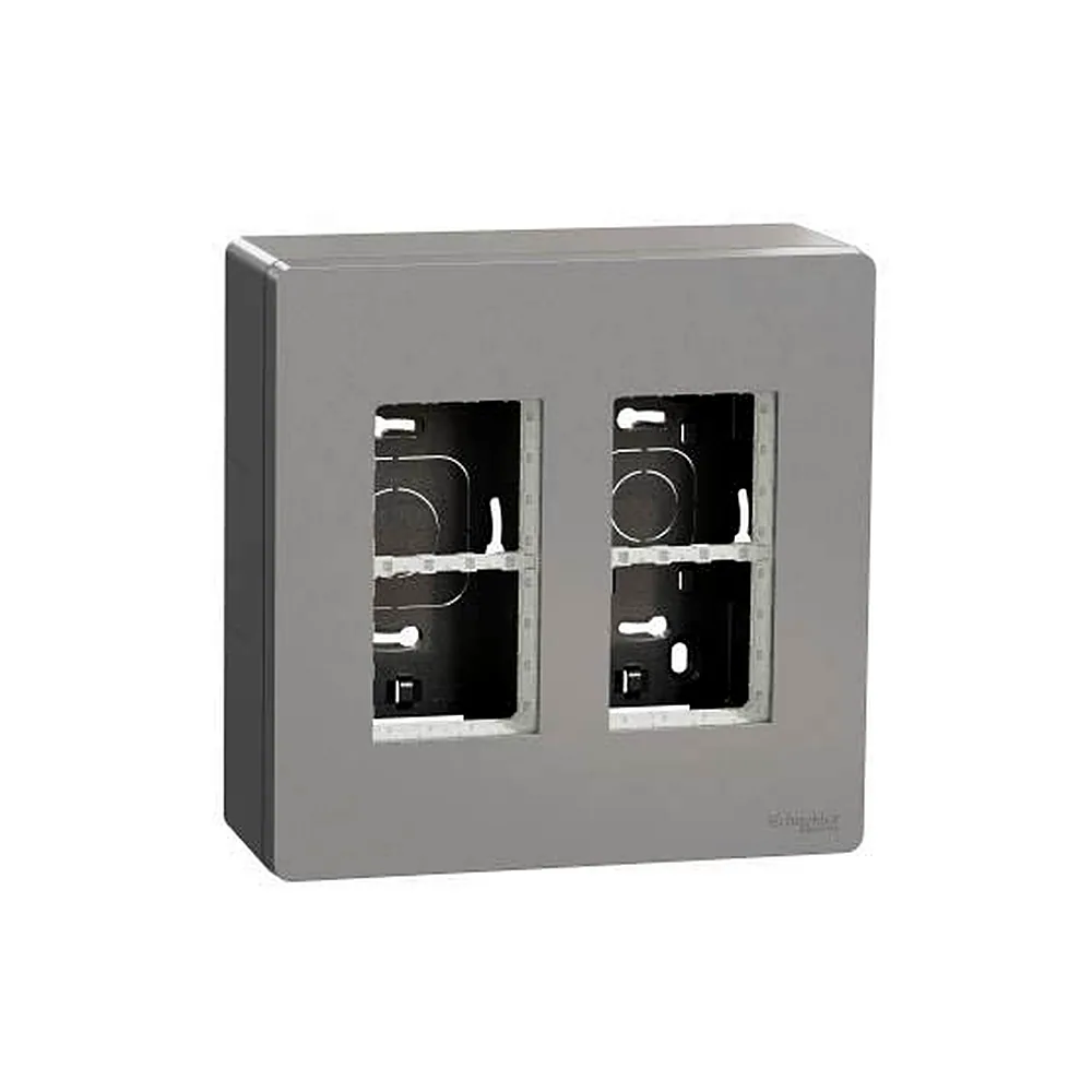 Блок unica system+ відкр.вст. 2х2 алюміній, Unica New, NU122430, Schneider Electric