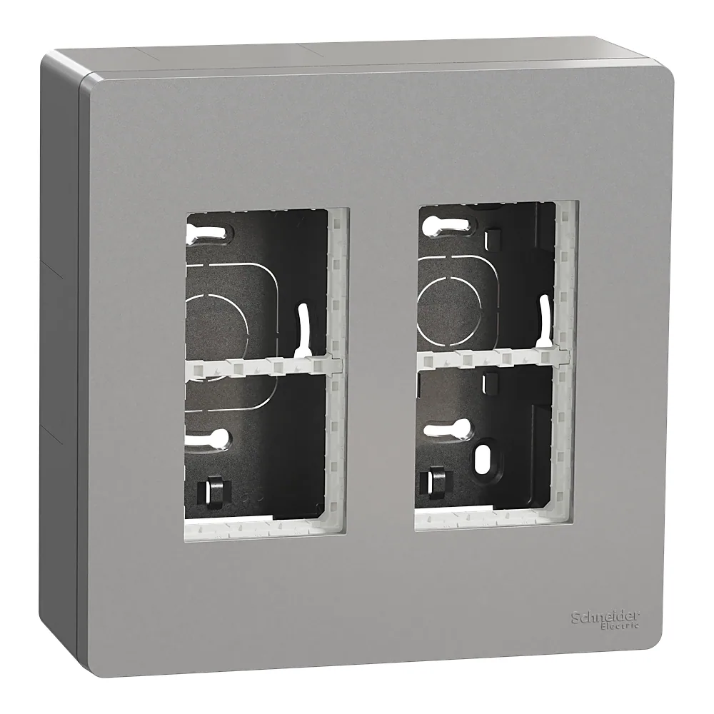 Блок Unica system+ відкритого встановлення 2х2 алюміній Unica New Schneider Electric NU122430