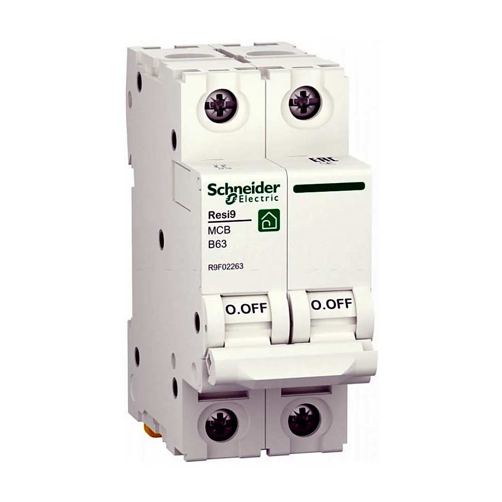 Автоматичний вимикач RESI9 6kA 2P 63A, хар-ка B, Schneider Electric