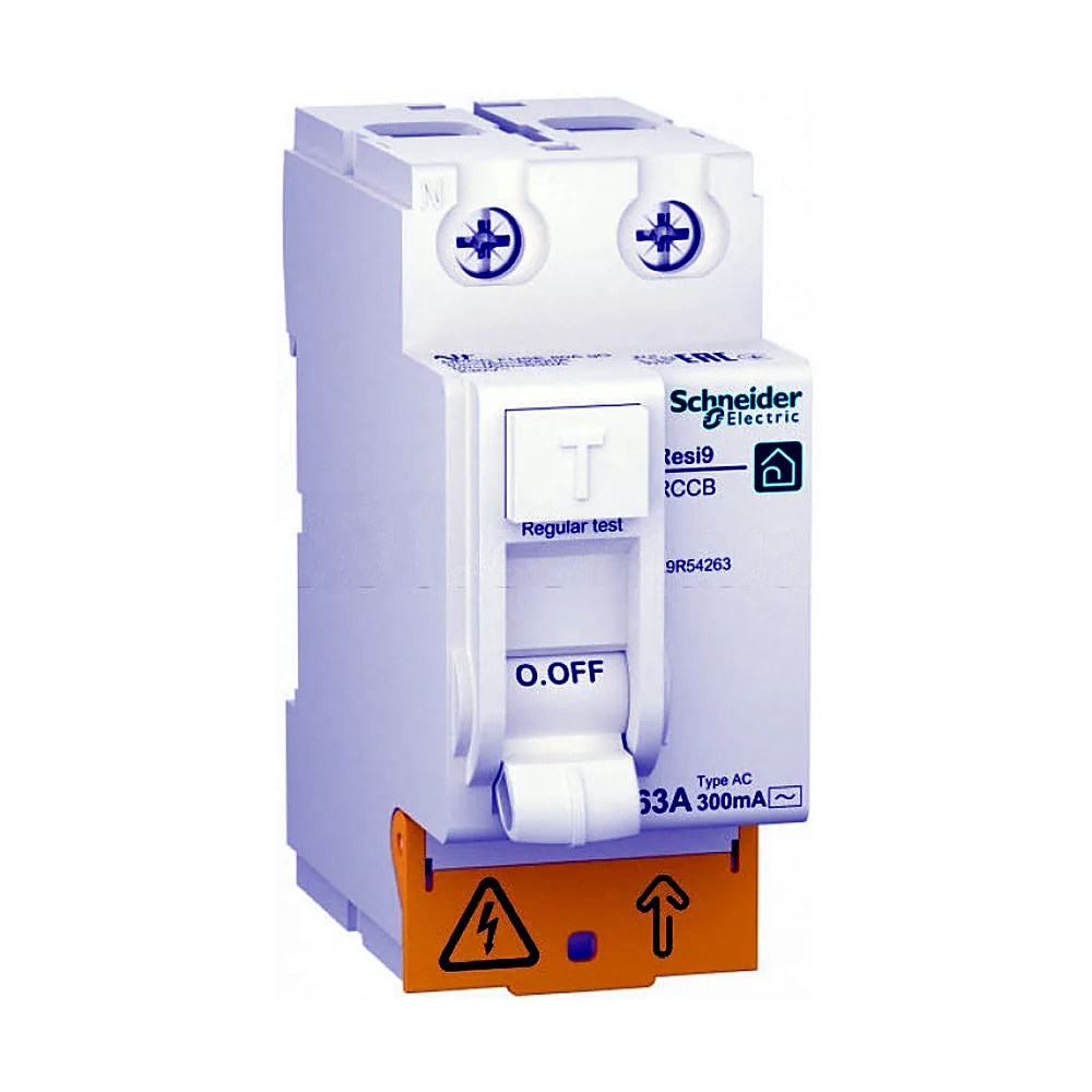 Диференційний вимикач (ПЗВ) RESI9 2P 63A 300mA АС, Schneider Electric