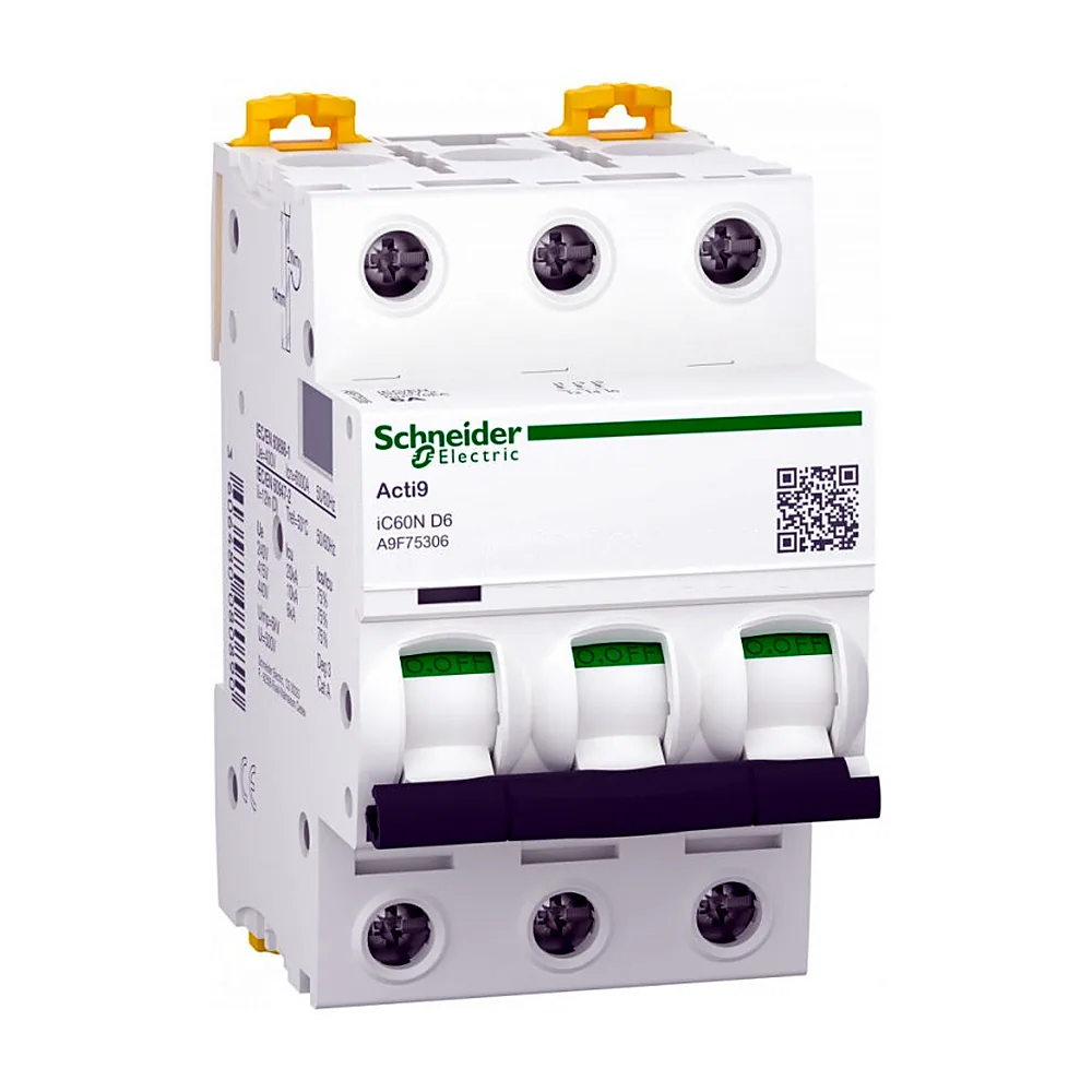 Автоматичний вимикач iC60N 3P 6A D, Schneider Electric