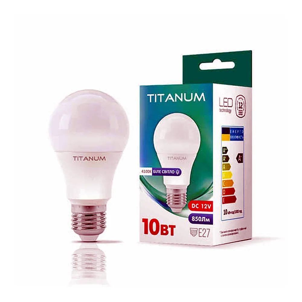 LED лампа TITANUM A60 12V 10W E27 4100K