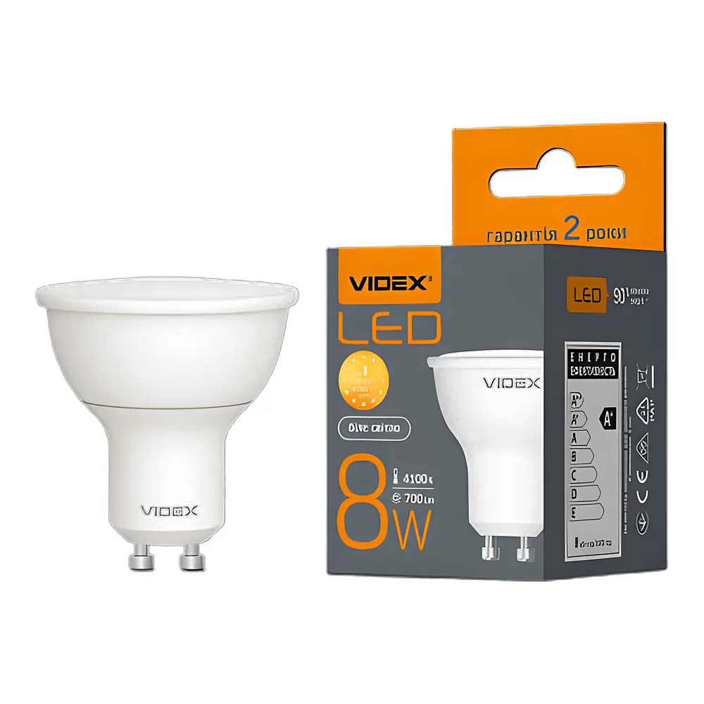 Світлодіодна лампа MR16e 8 Вт GU10 4100 K Videx VL-MR16e-08104