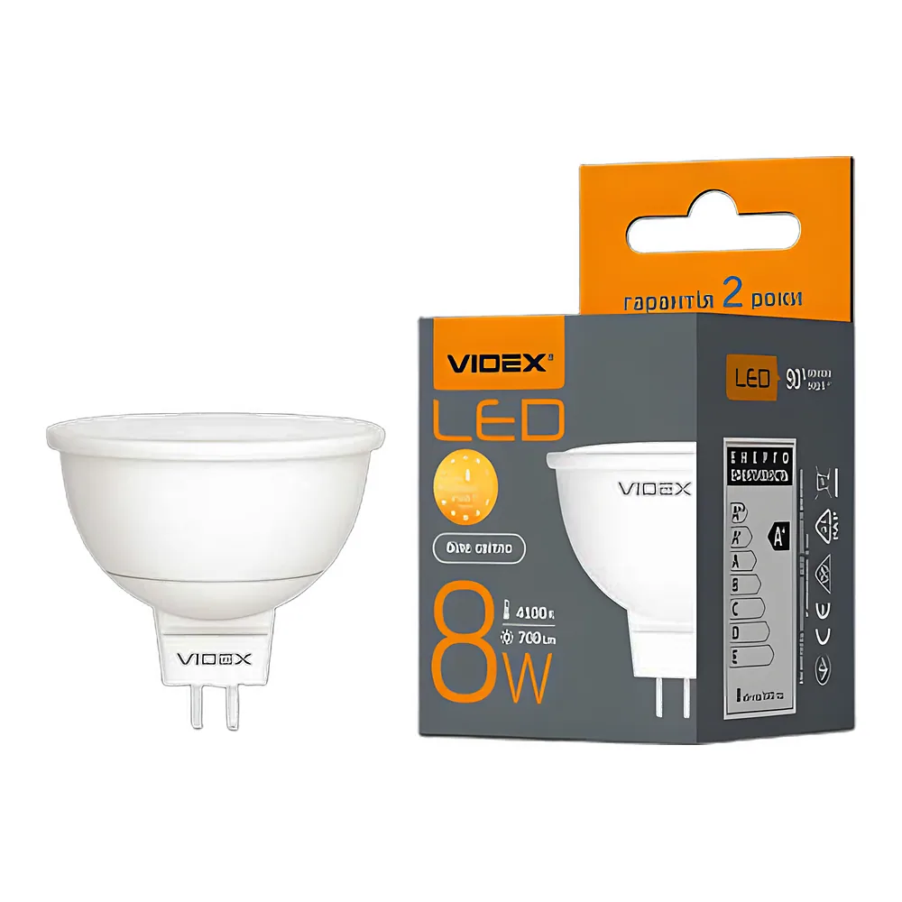 Світлодіодна лампа MR16e 8 Вт GU5.3 4100 K Videx VL-MR16e-08534