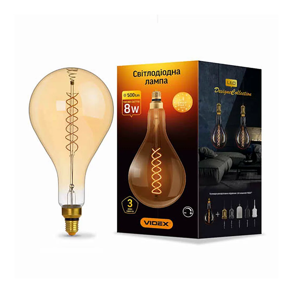LED лампа VIDEX Filament PS160FASD 8W E27 2200K дімерна бронза